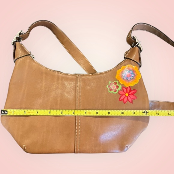 Coach C33-9566 Brown Leather Hobo Hand-Painted Upcycled Retro Floral Bag Art - Picture 11 of 13